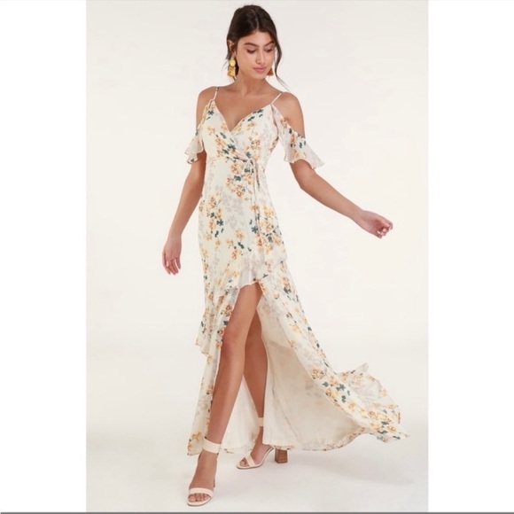 NWT Lulus Shadow Blossom Cream Floral Maxi Dress - Picture 2 of 12